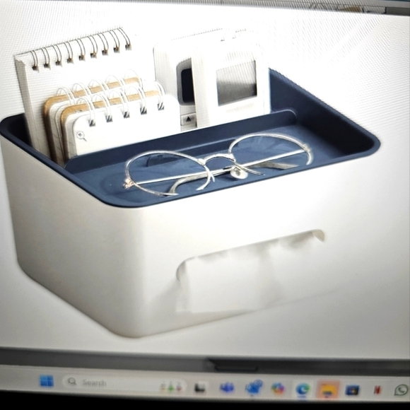 Ochine Multifunctional Tissue Box Holder Cover Blue/White - Picture 1 of 7